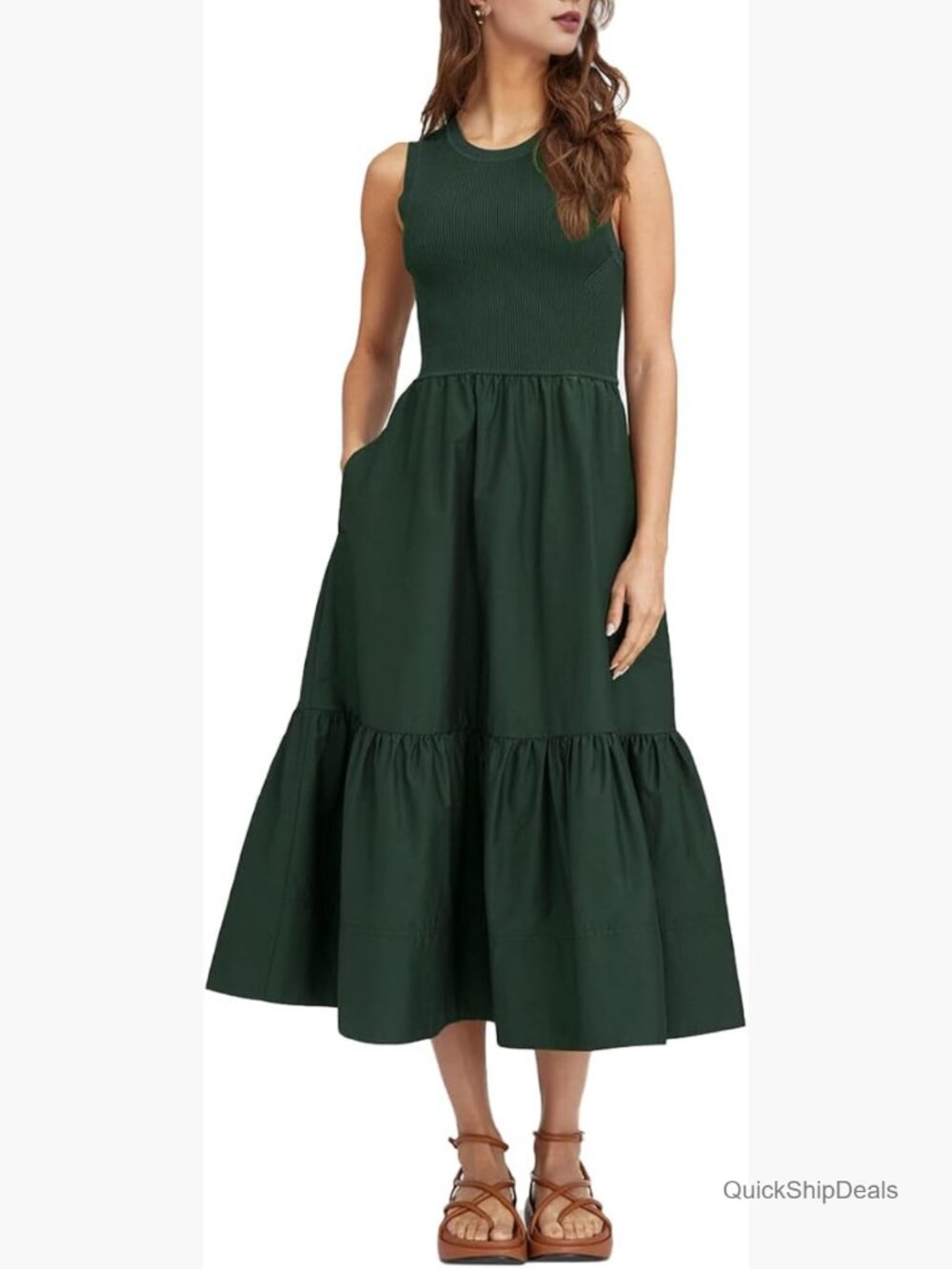 Sleeveless Smocked Tank Maxi Dress Tiered Casual Beach Sundress - Picture 1 of 6